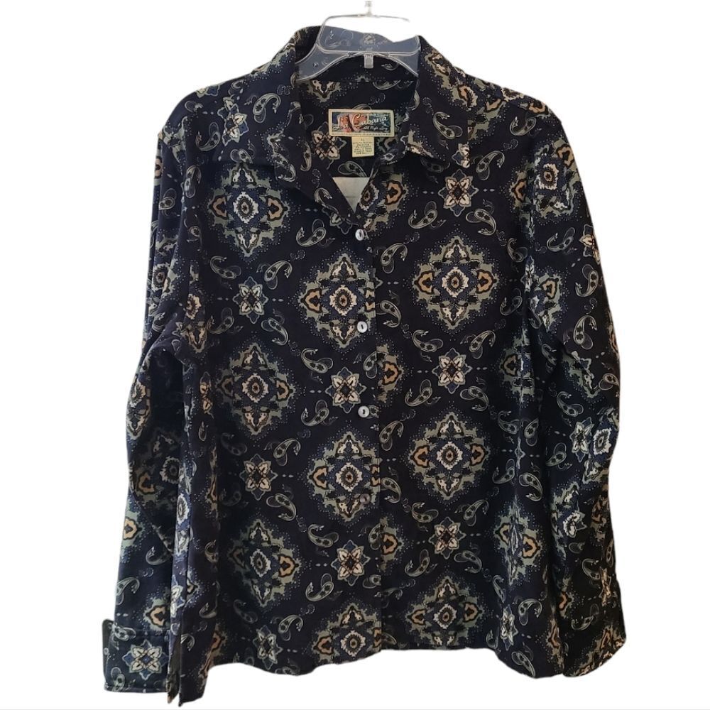 La Cabana Paisley Button Down Blouse